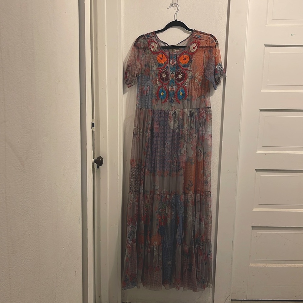 Johnny Was mesh maxi dress NWT
